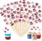200 Pcs Patriotic Bamboo Cocktail Picks - 5.12" 4th of July Food Toothpicks with 7 Decorative Patterns, American Flag & Firework Cupcake Toppers for Independence Day, Memorial Day & Party Appetizers